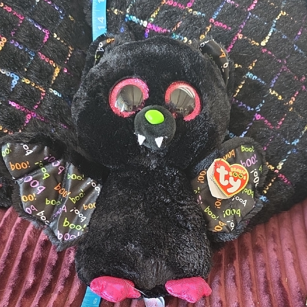 Ty Beanie Boo Black Bat Plush with Pink Accents " DART"